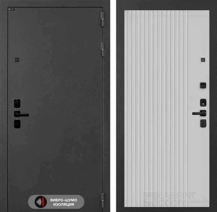 Входная дверь Лабиринт Соналаб 29 - Белый рельеф софт