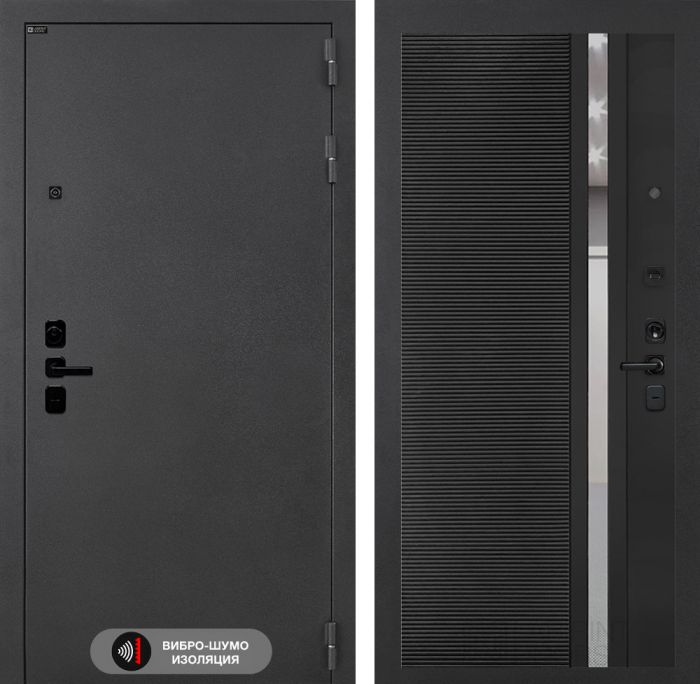 Входная дверь Лабиринт Соналаб - 31 Черный кварц (зеркальная вставка с тонировкой)