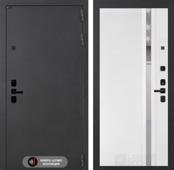 Входная дверь Лабиринт ART графит - 31 Белый софт (зеркальная вставка с тонировкой)