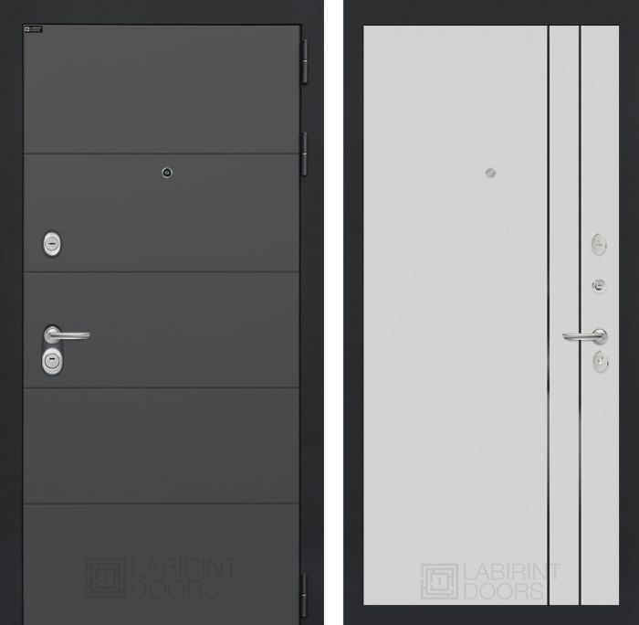 Входная дверь Лабиринт ART графит 10 - Белый рельеф софт 