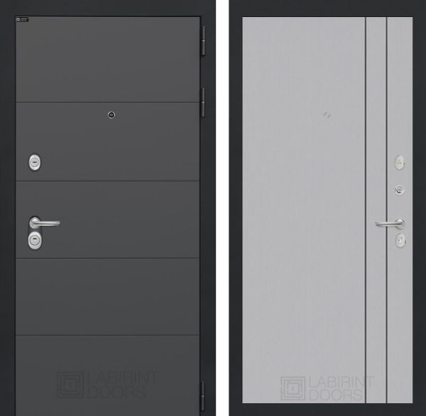 Входная дверь Лабиринт ART графит 10 - Серый рельеф софт