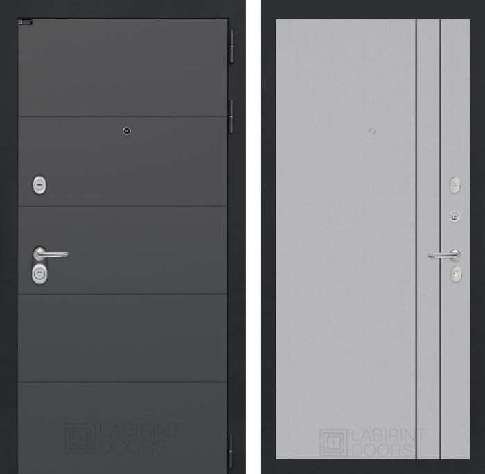 Входная дверь Лабиринт ART графит 10 - Серый рельеф софт