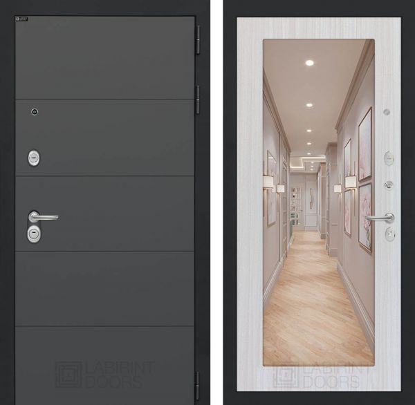 Входная дверь Лабиринт ART графит 18 - Сандал белый