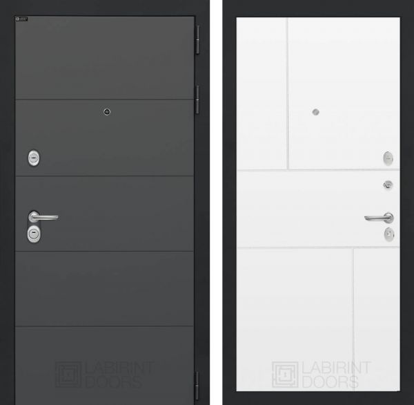 Входная дверь Лабиринт ART графит 21 - Белый софт