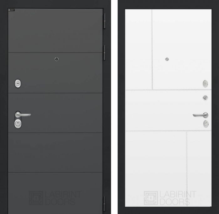 Входная дверь Лабиринт ART графит 21 - Белый софт
