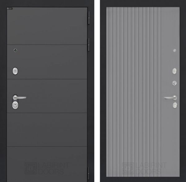 Входная дверь Лабиринт ART графит 29 - Серый рельеф софт