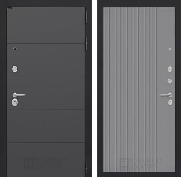 Входная дверь Лабиринт ART графит 29 - Серый рельеф софт