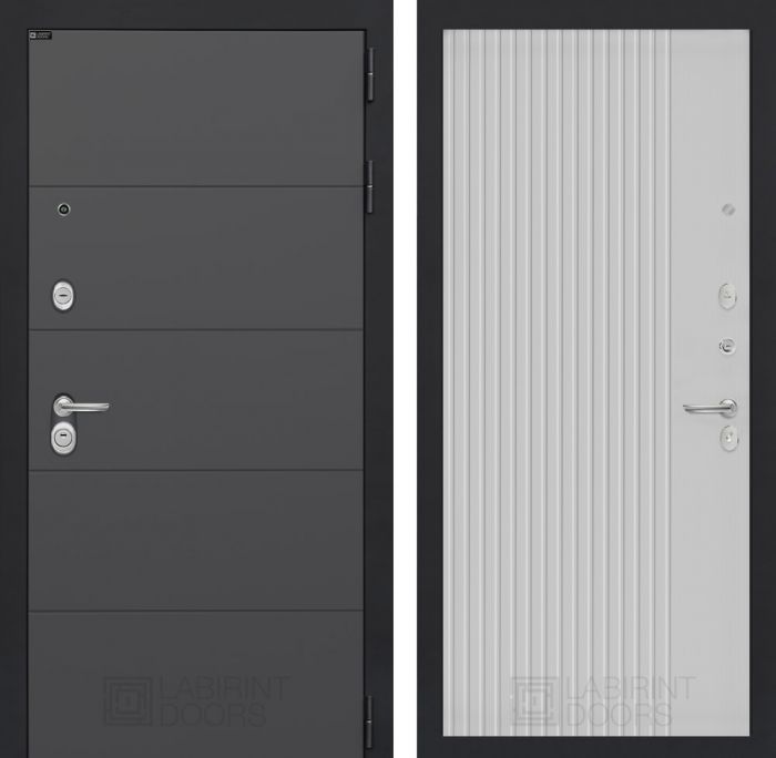 Входная дверь Лабиринт ART графит 29 - Белый рельеф софт
