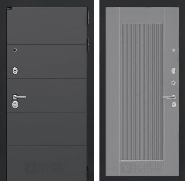 Входная дверь Лабиринт ART графит 30 - Серый рельеф софт
