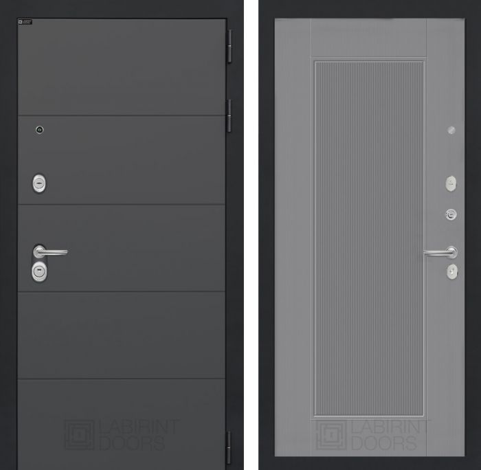 Входная дверь Лабиринт ART графит 30 - Серый рельеф софт