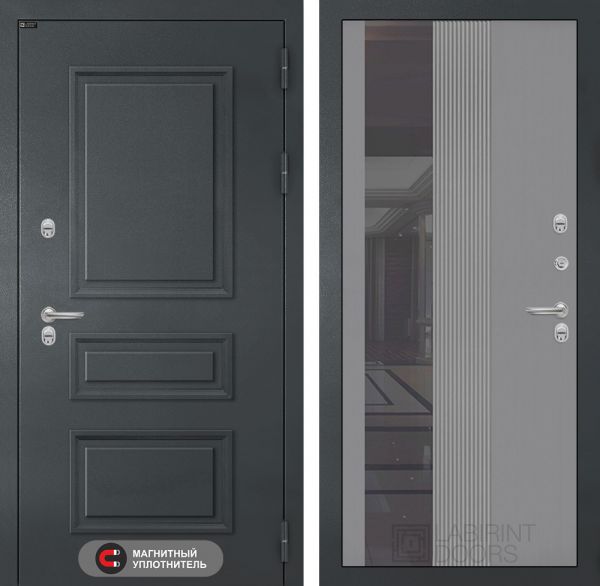 Входная дверь Лабиринт Атлантик - 32 тонированным Серый рельеф софт