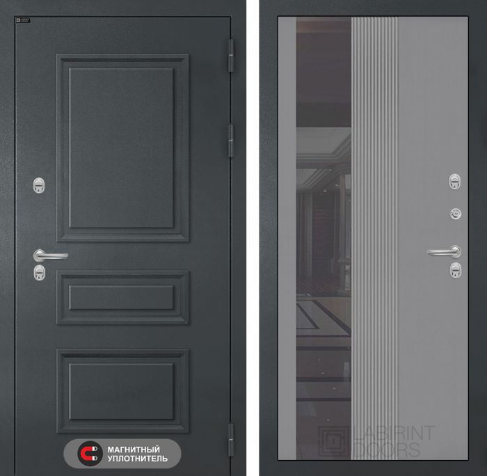 Входная дверь Лабиринт Атлантик - 32 тонированным Серый рельеф софт