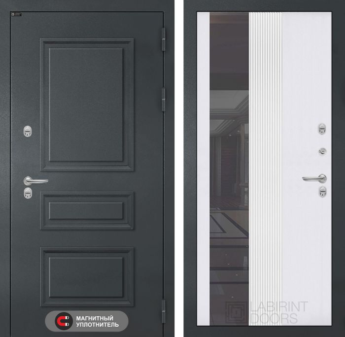 Входная дверь Лабиринт Атлантик - 32 тонированным Белый рельеф софт
