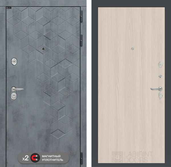 Входная дверь Лабиринт Бетон 05 - Ясень светлый