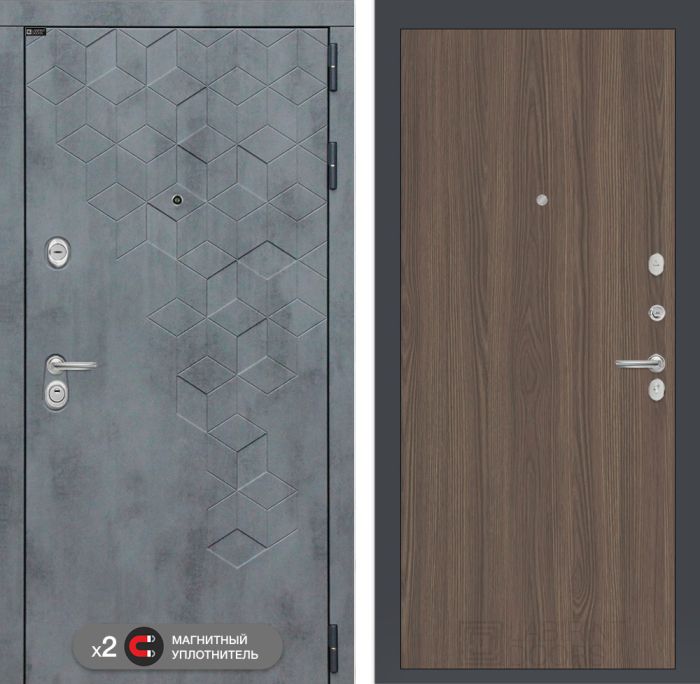 Входная дверь Лабиринт Бетон замок Mottura 05 - Ясень темный