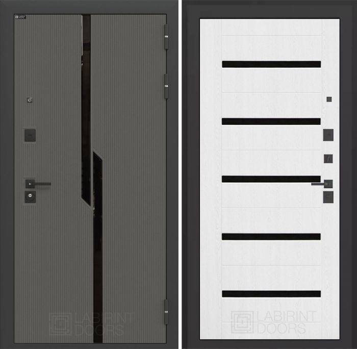 Входная дверь Лабиринт Карбон (CARBON) 01 - Белое дерево, стекло черное