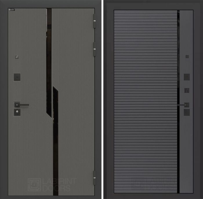 Входная дверь Лабиринт Карбон (CARBON) 22 - Графит софт, черная вставка