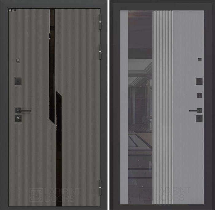 Входная дверь Лабиринт Карбон (CARBON) 32 - Зеркало тонированное Серый софт рельеф