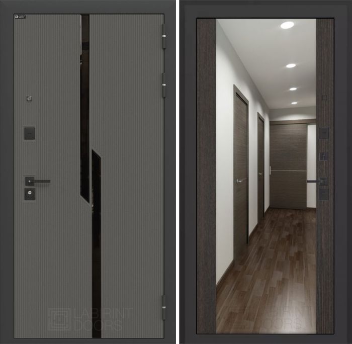 Входная дверь Лабиринт Карбон (CARBON) - Зеркало Максимум Венге