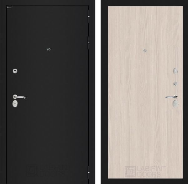 Входная дверь Лабиринт CLASSIC шагрень черная 05 - Ясень светлый