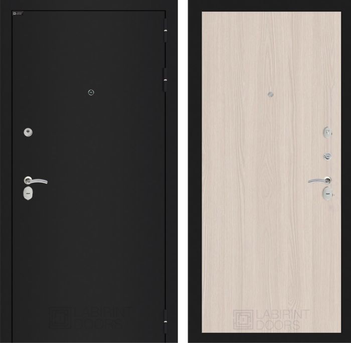 Входная дверь Лабиринт CLASSIC шагрень черная 05 - Ясень светлый