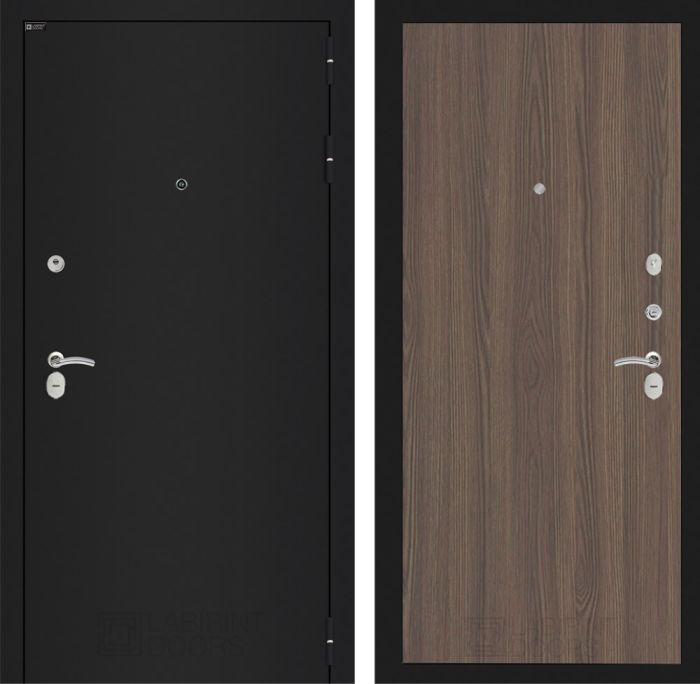 Входная дверь Лабиринт CLASSIC шагрень черная 05 - Ясень темный