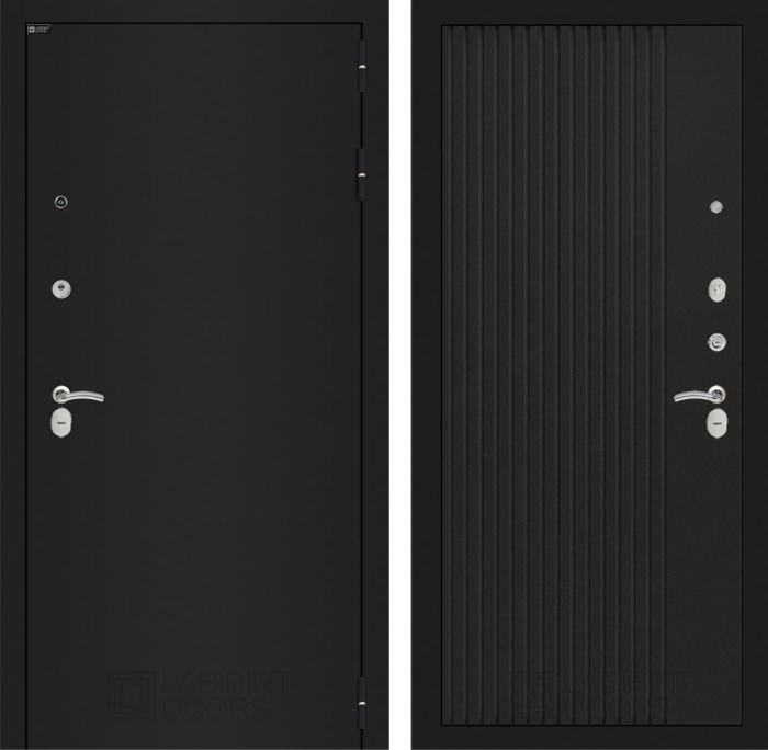 Входная дверь Лабиринт CLASSIC шагрень черная 29 - Черный кварц