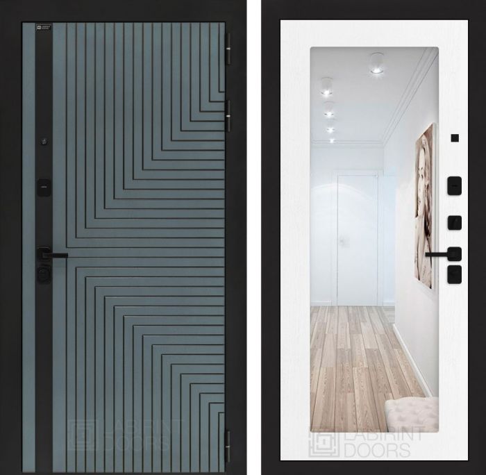 Входная дверь Лабиринт CREDOR 18 – Белое дерево с Зеркалом