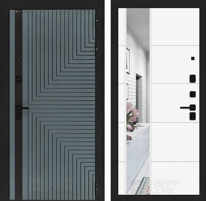 Входная дверь Лабиринт CREDOR 19 – Белый софт с Зеркалом