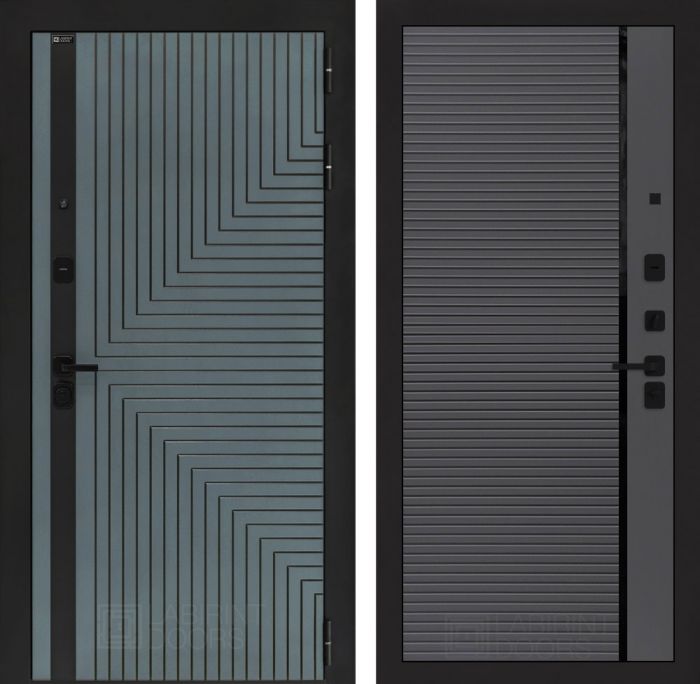 Входная дверь Лабиринт CREDOR 22 – Графит софт, черная вставка