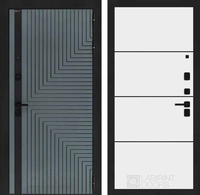 Входная дверь Лабиринт CREDOR 25 – Белый софт, черный молдинг