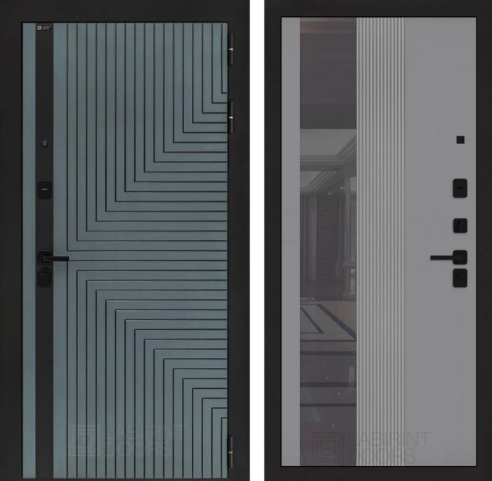 Входная дверь Лабиринт CREDOR 32 – Серый рельеф софт с Зеркалом тонированным