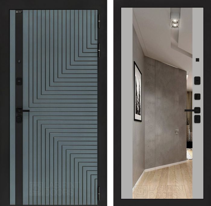 Входная дверь Лабиринт CREDOR Грей софт с Зеркалом Максимум