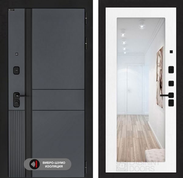 Входная дверь Лабиринт EVOLAB с Зеркалом 18 – Белое дерево