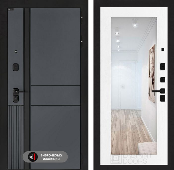 Входная дверь Лабиринт EVOLAB с Зеркалом 18 – Белое дерево