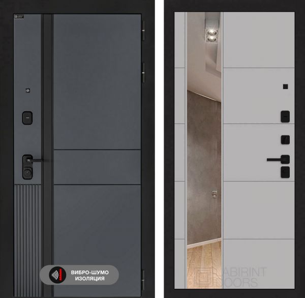 Входная дверь Лабиринт EVOLAB с зеркалом 19 – Грей софт