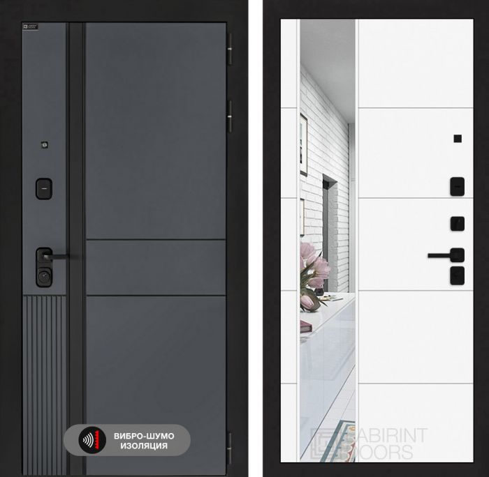 Входная дверь Лабиринт EVOLAB с Зеркалом 19 – Белый софт