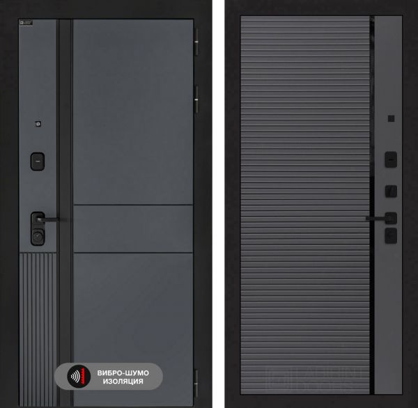 Входная дверь Лабиринт EVOLAB 22 – Графит софт, черная вставка