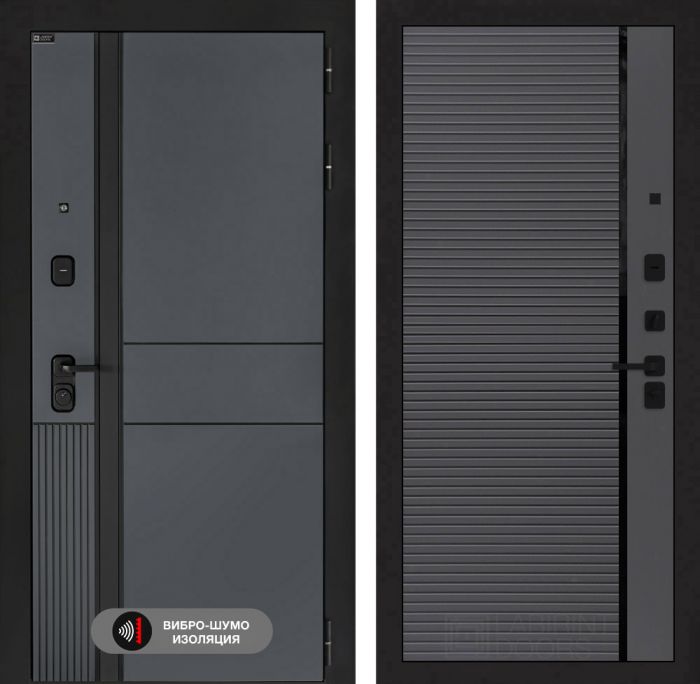 Входная дверь Лабиринт EVOLAB 22 – Графит софт, черная вставка