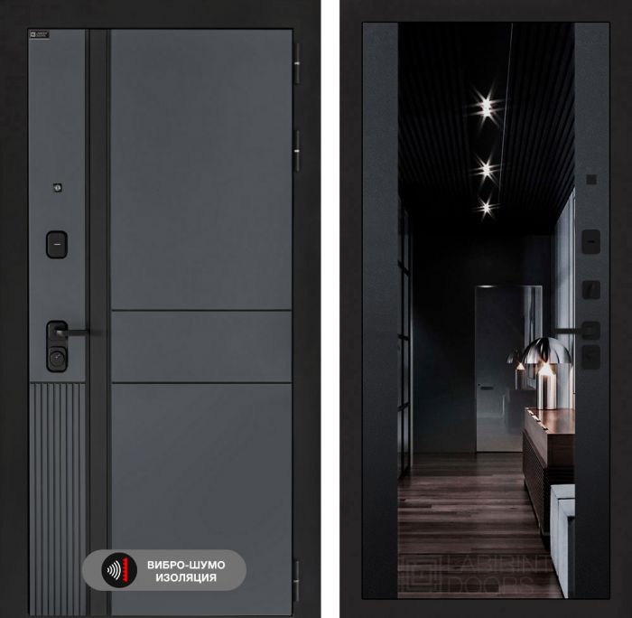 Входная дверь Лабиринт EVOLAB с зеркалом тонированным Максимум – Черный кварц