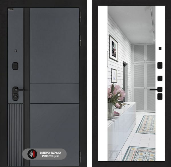 Входная дверь Лабиринт EVOLAB с зеркалом Максимум – Белый софт