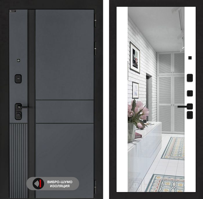 Входная дверь Лабиринт EVOLAB с зеркалом Максимум – Белый софт