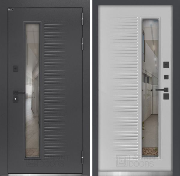 Входная дверь Лабиринт Фрост 7024 со стеклопакетом