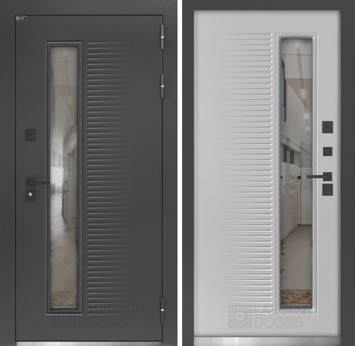 Входная дверь Лабиринт Фрост 7024 со стеклопакетом