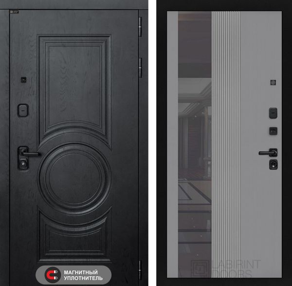 Входная дверь Лабиринт Гранд (GRAND) - 32 Зеркало тонированное Серый софт рельеф