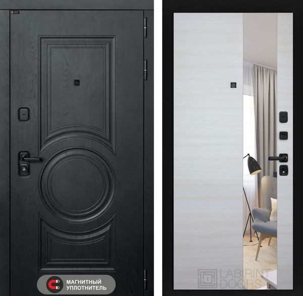 Входная дверь Лабиринт GRAND - Акация светлая, зеркало