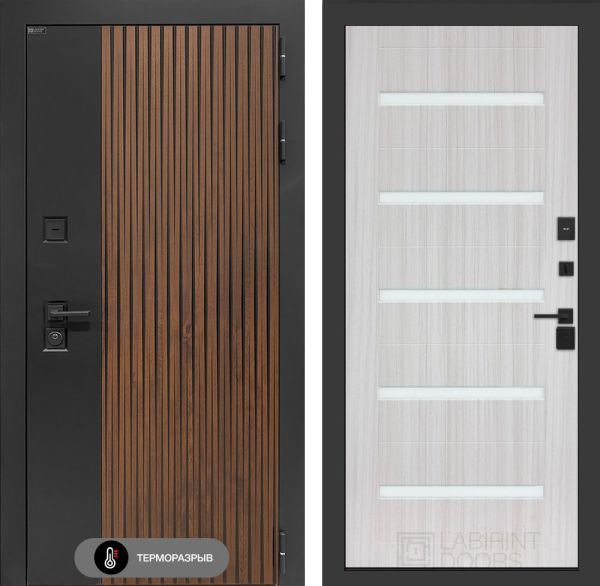 Входная дверь Лабиринт Айслаб 01 - Сандал белый, стекло белое