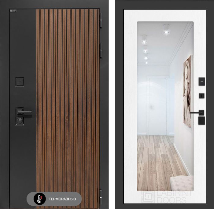 Входная дверь Лабиринт Айслаб зеркалом 18 – Белое дерево