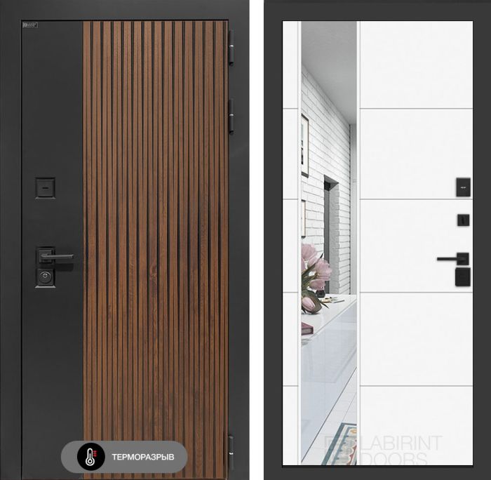 Входная дверь Лабиринт Айслаб зеркалом 19 – Белый софт