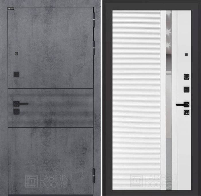 Входная дверь Лабиринт Инфинити (INFINITY) 31 - Белый софт зеркальная вставка с тонировкой